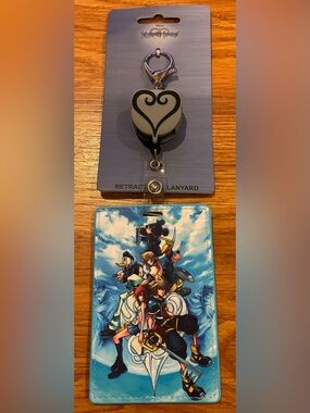 New Bioworld Blue Kingdom Hearts Retractable Card Holder Lanyard